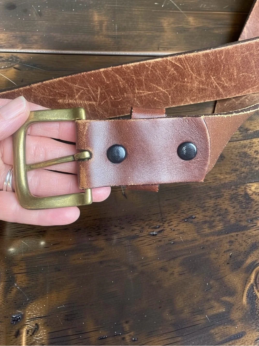 Carhartt size 42 A91 Leather cowhide  Men's Belt - Brown distressed EUC